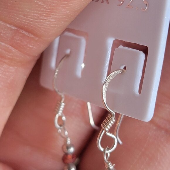 New handmade sterling silver 925 blue green sea glass dangle earrings - Picture 10 of 16